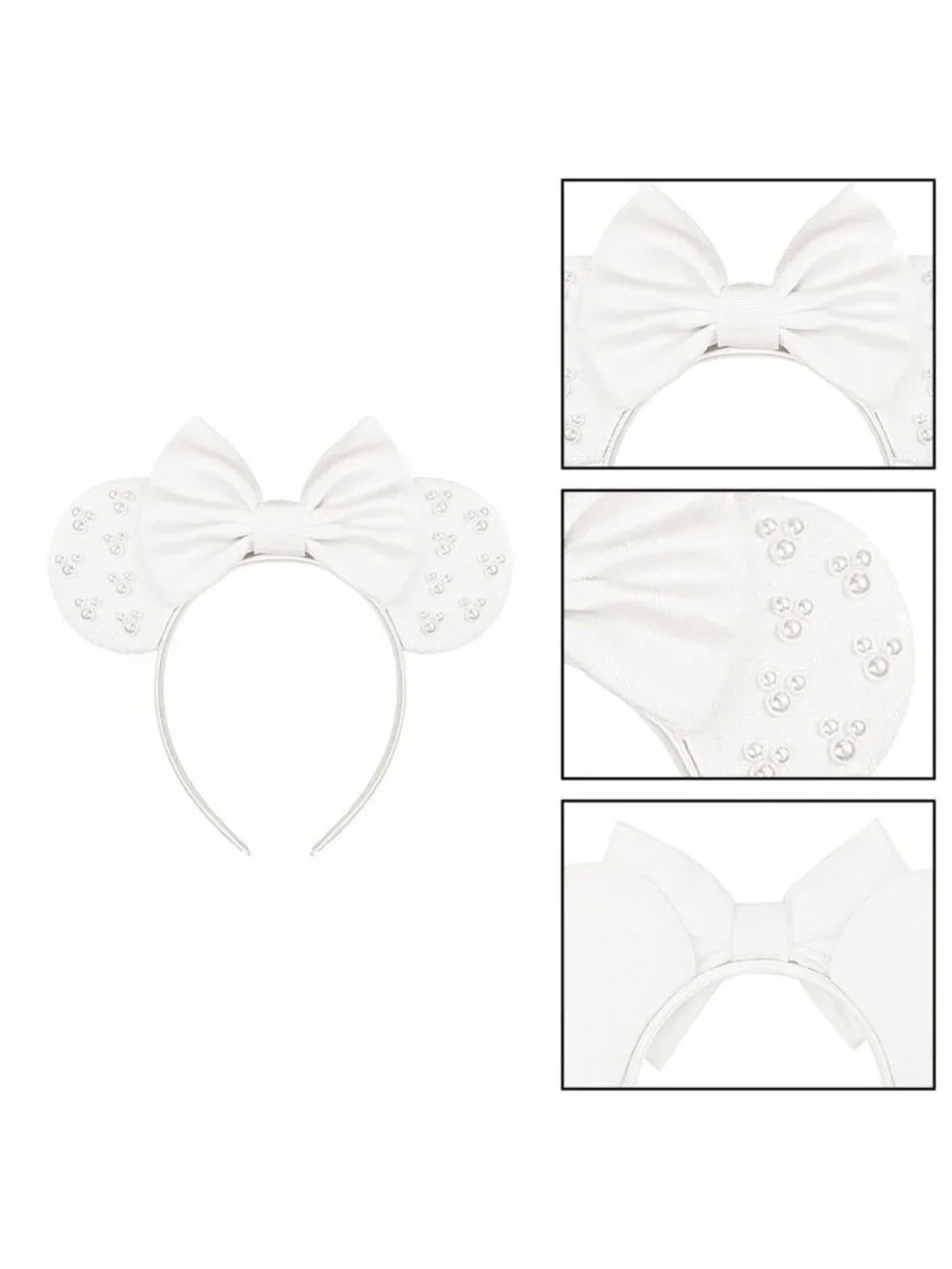 Women white cloth Hair Handmade Mickey Mouse Costume Headband